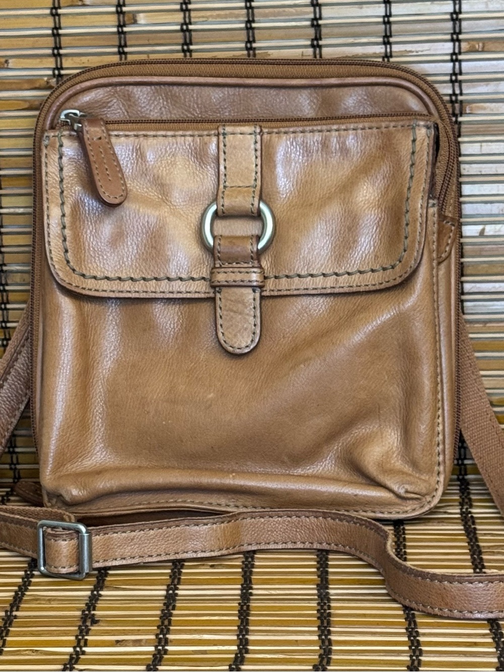 Fossil Vintage 90’s Y2K Crosstown Leather Organizer Crossbody Bag